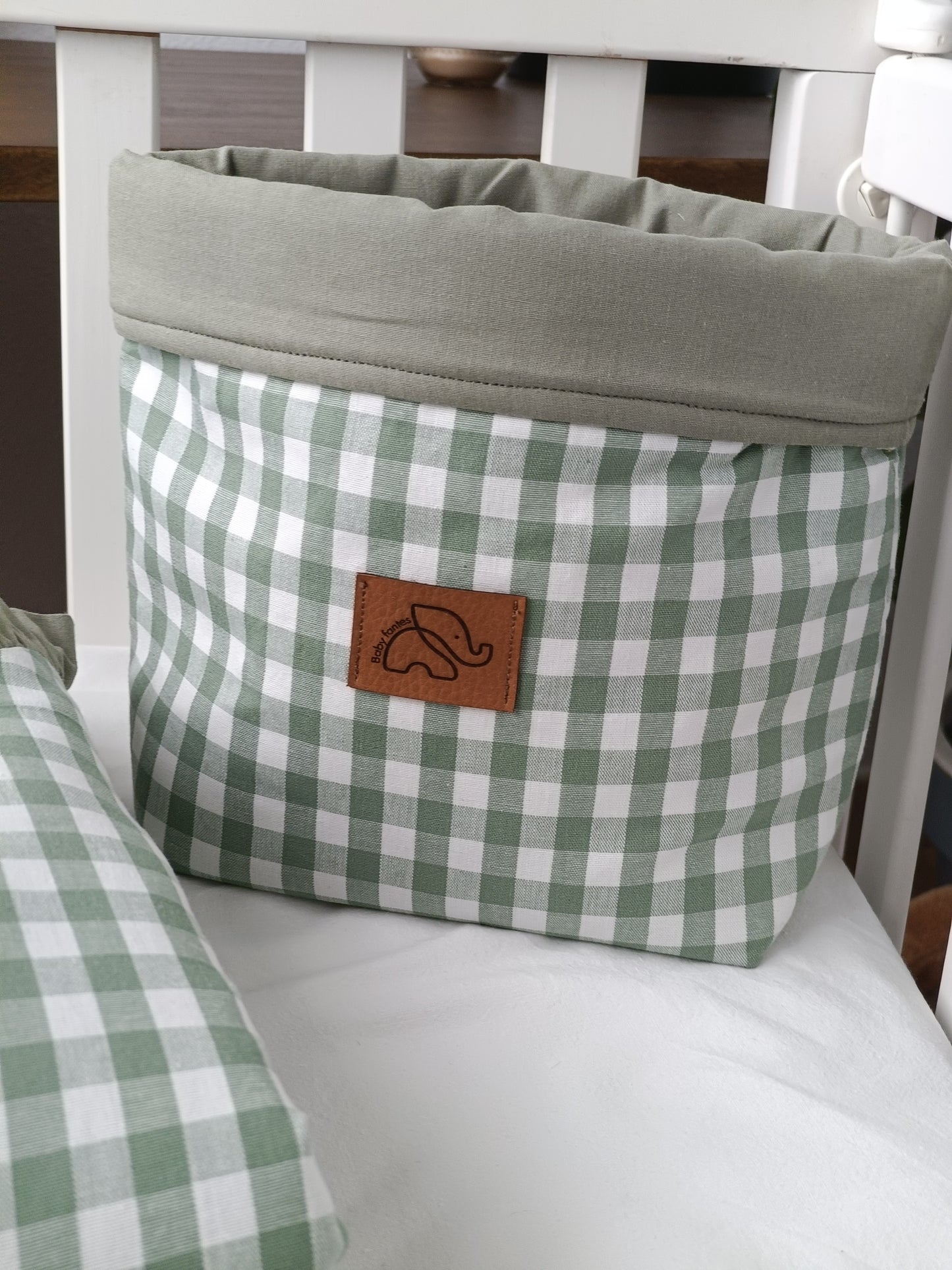 Contenedor/cesta vichy verde