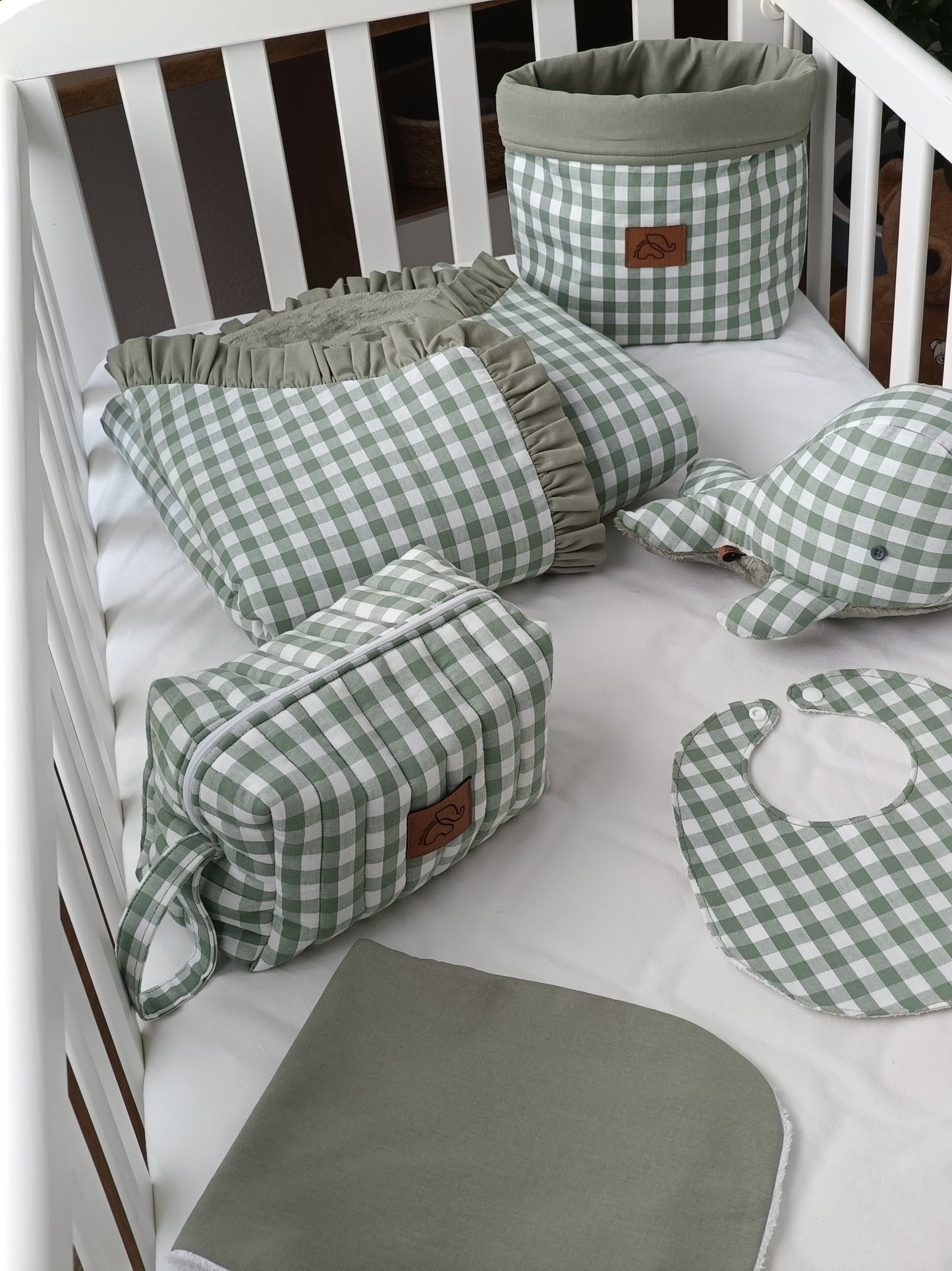 Contenedor/cesta vichy verde