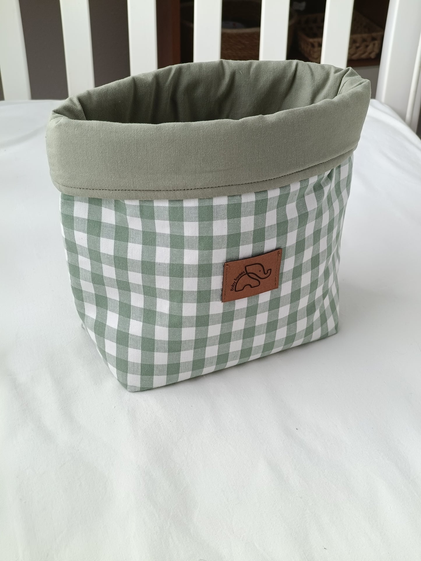 Contenedor/cesta vichy verde
