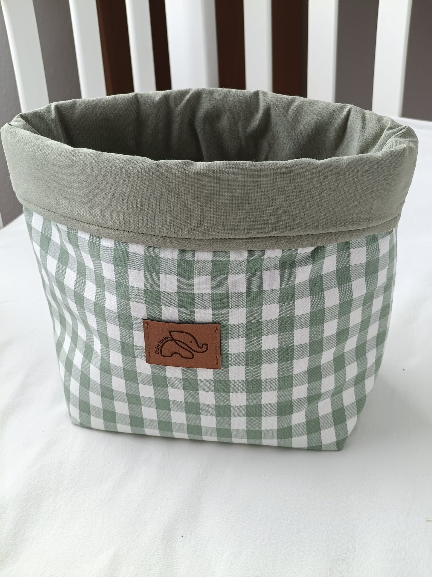 Contenedor/cesta vichy verde