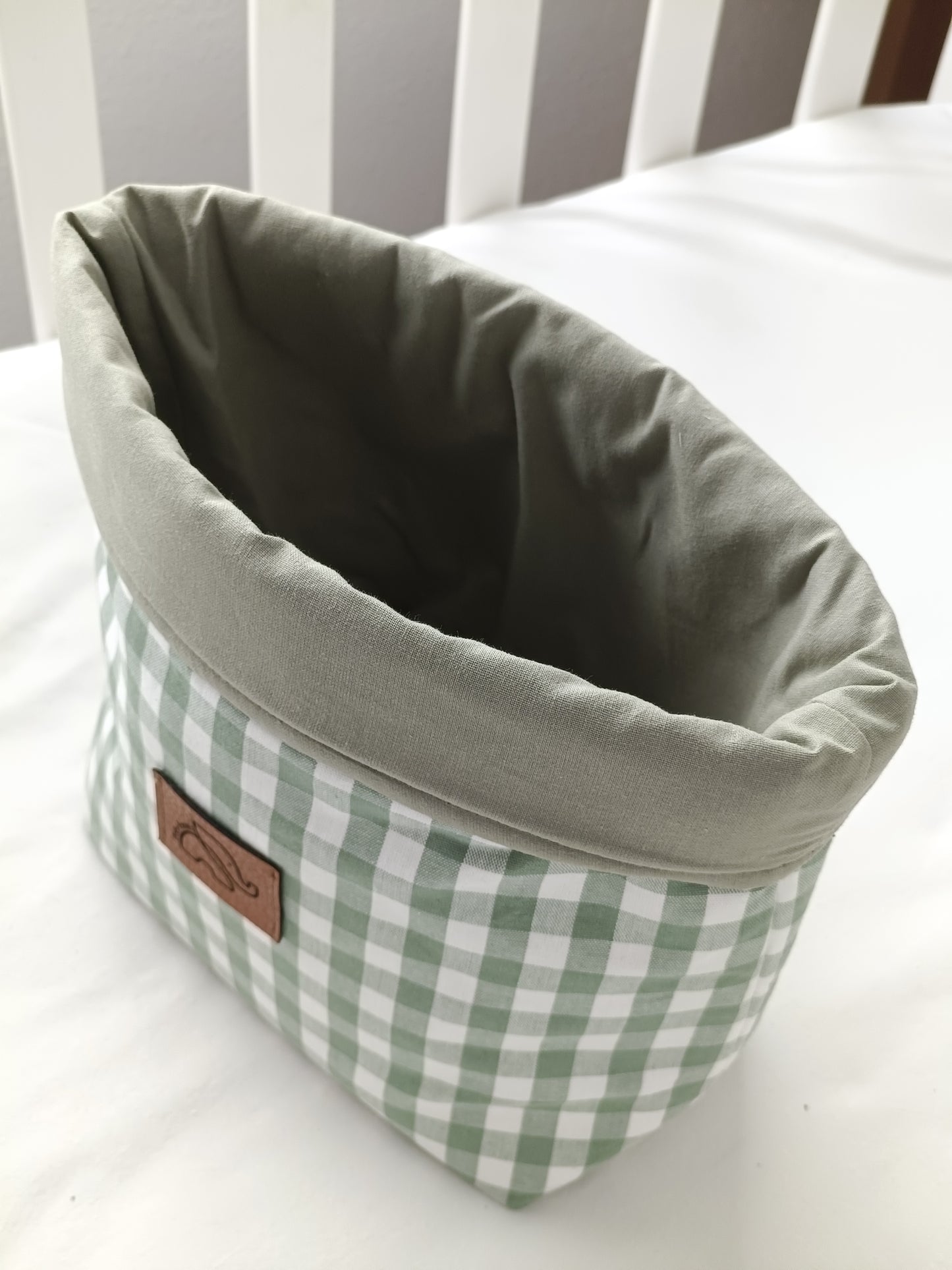 Contenedor/cesta vichy verde