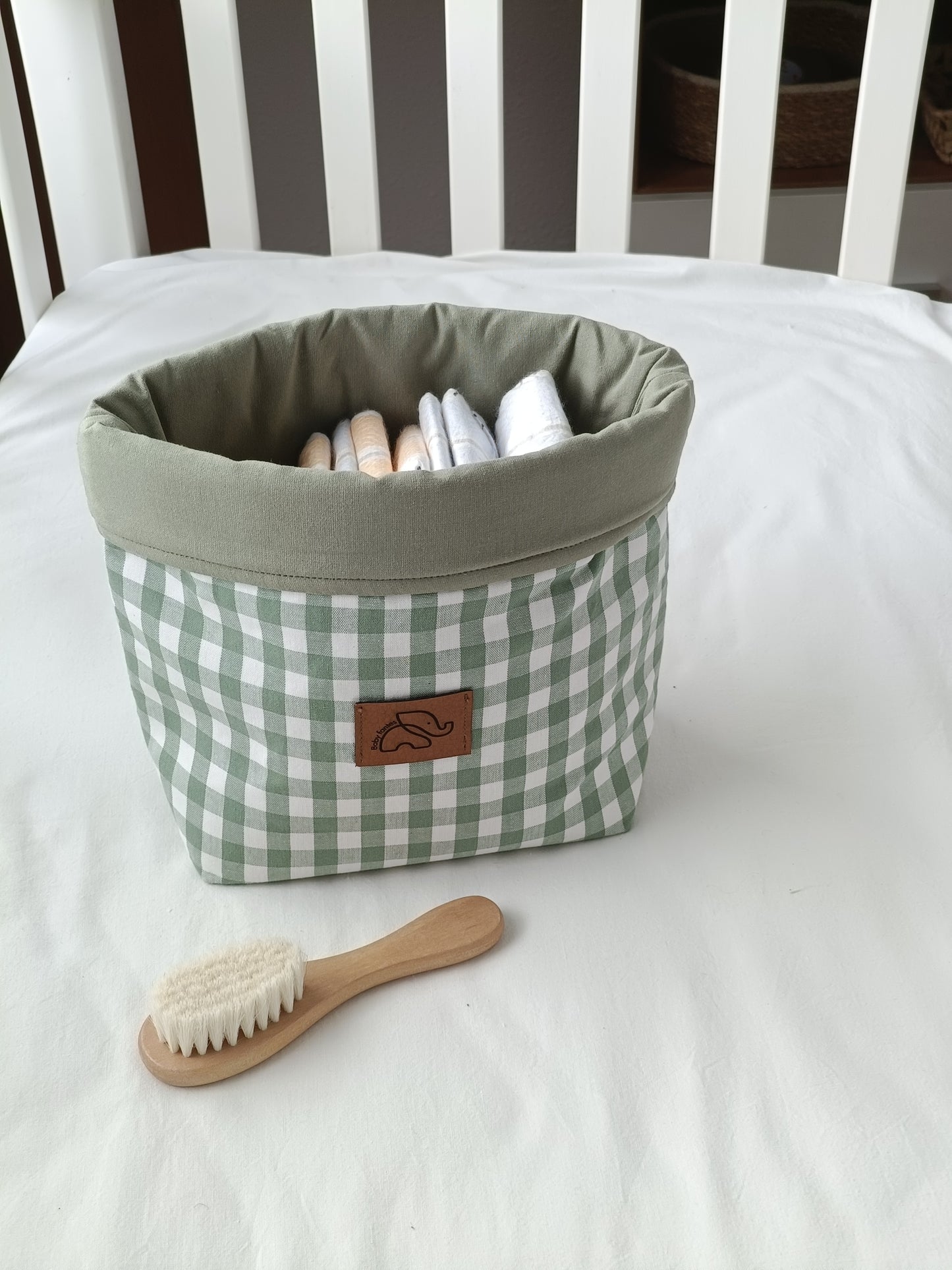 Contenedor/cesta vichy verde