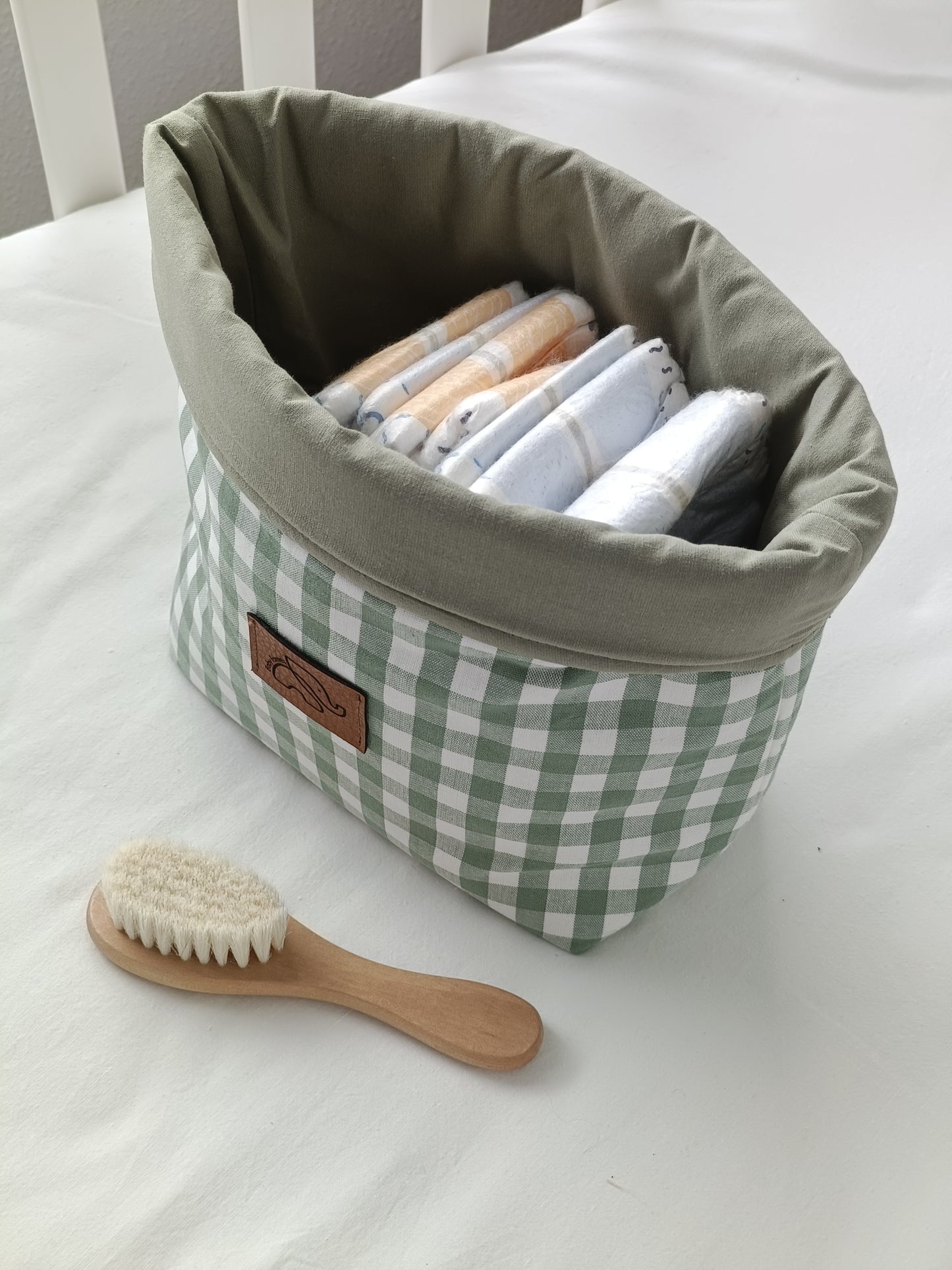 Contenedor/cesta vichy verde