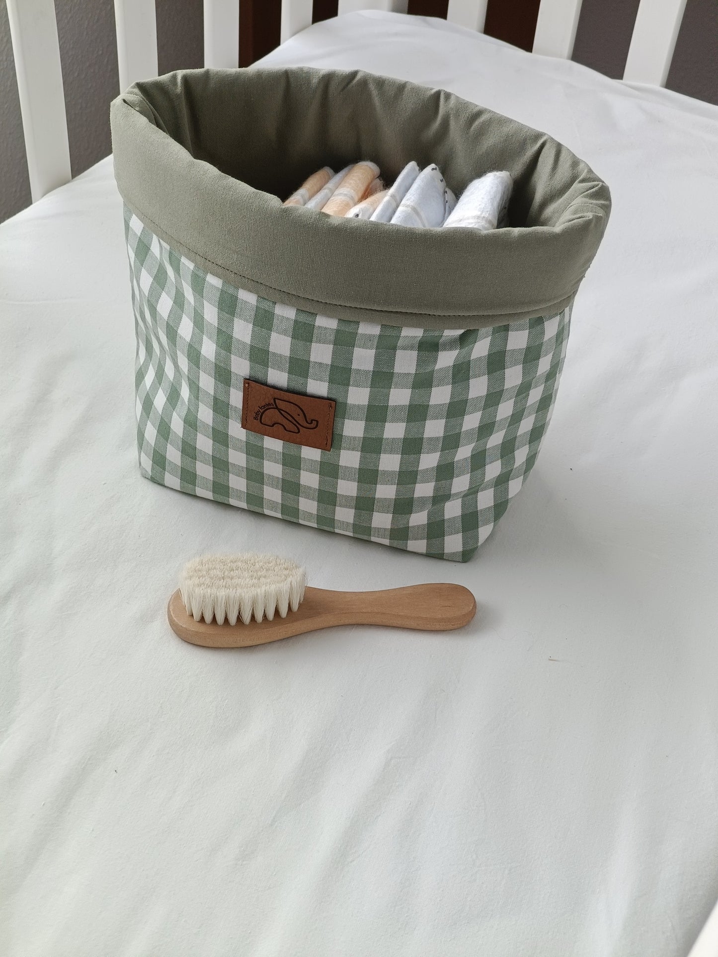 Contenedor/cesta vichy verde