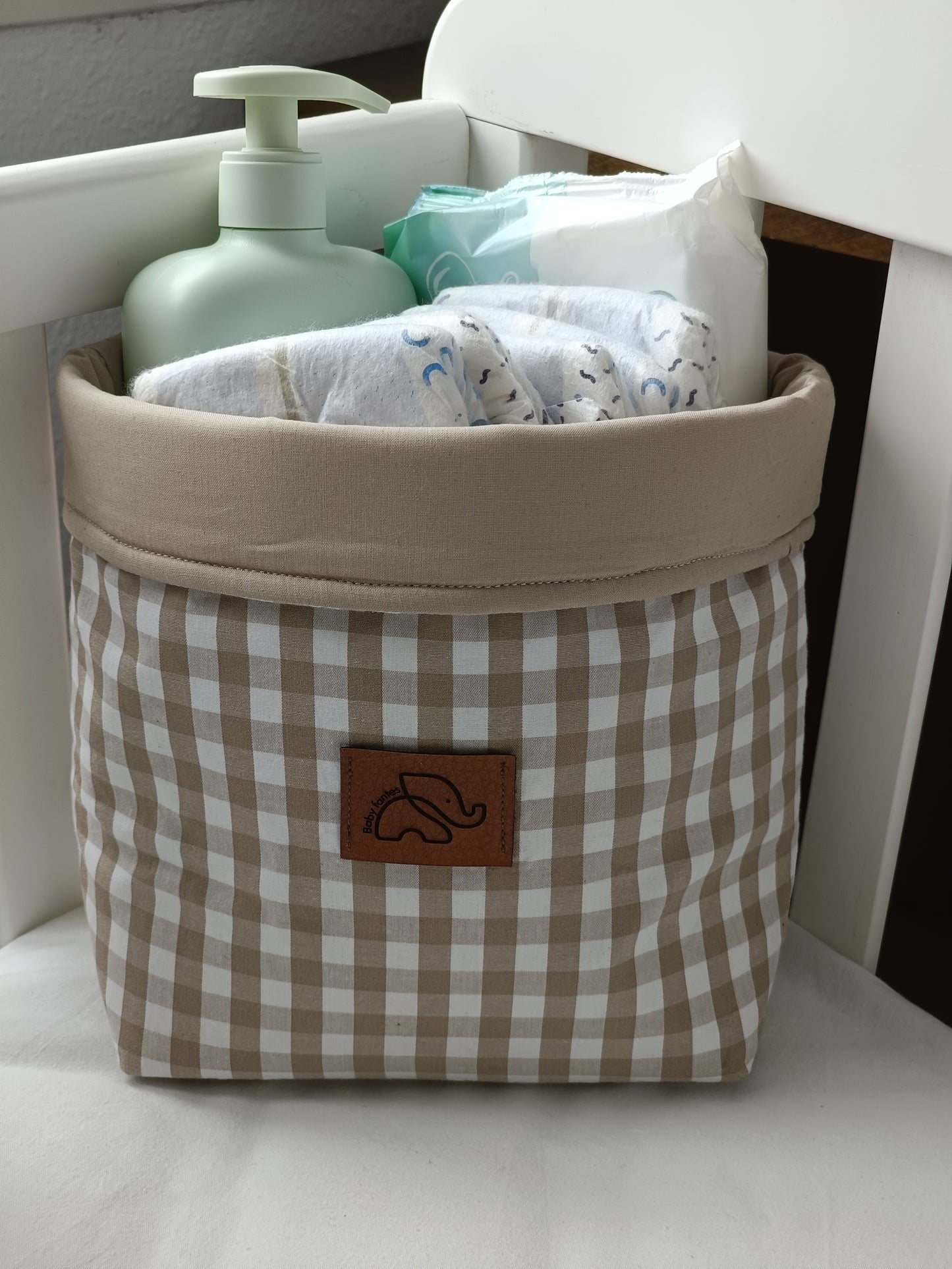 Contenedor/Cesta vichy beige