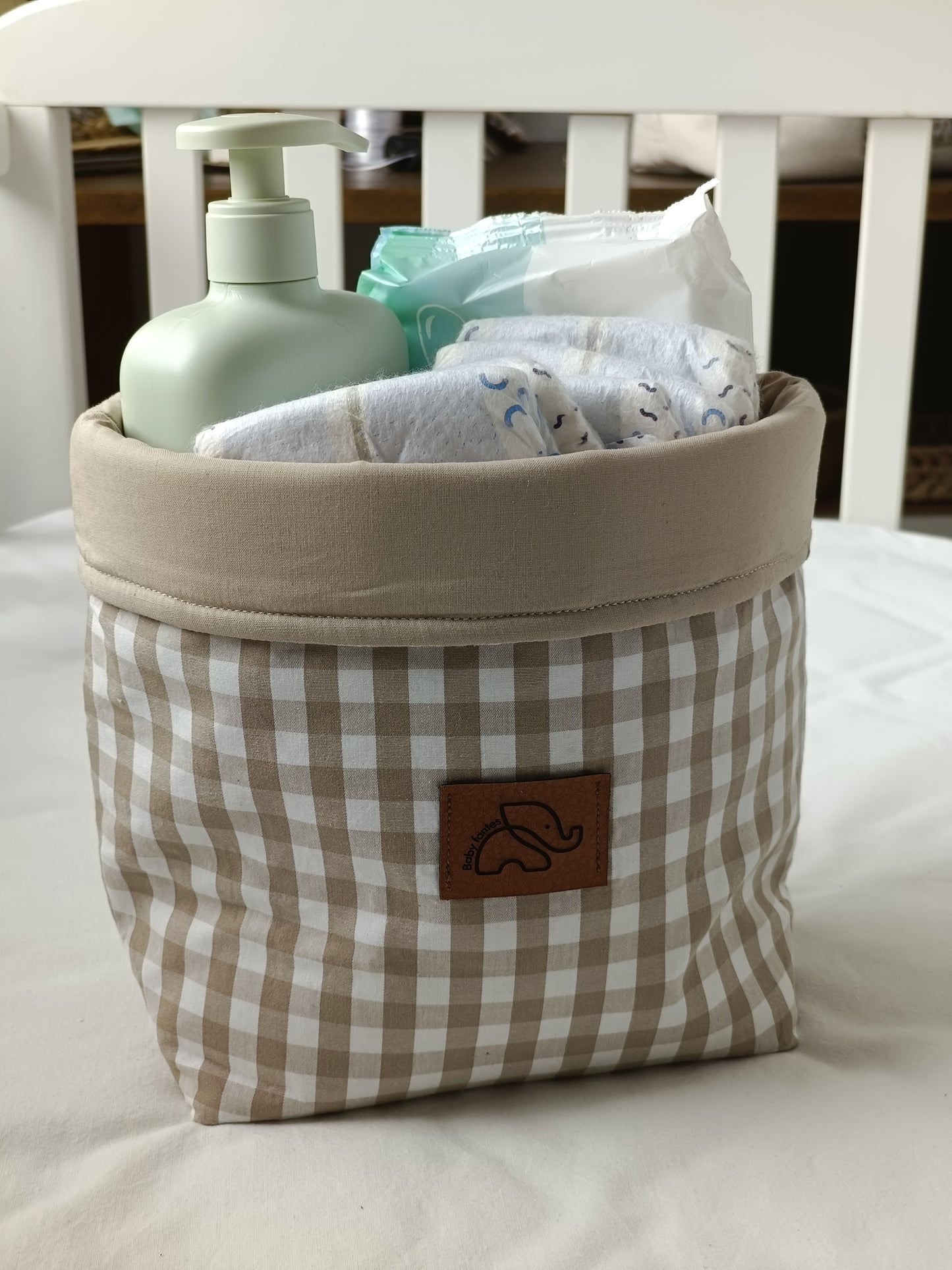 Contenedor/Cesta vichy beige