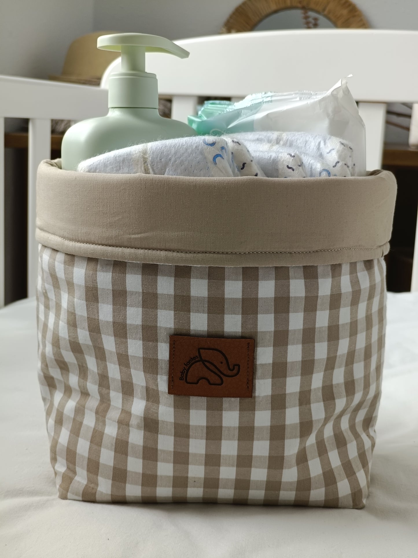 Contenedor/Cesta vichy beige