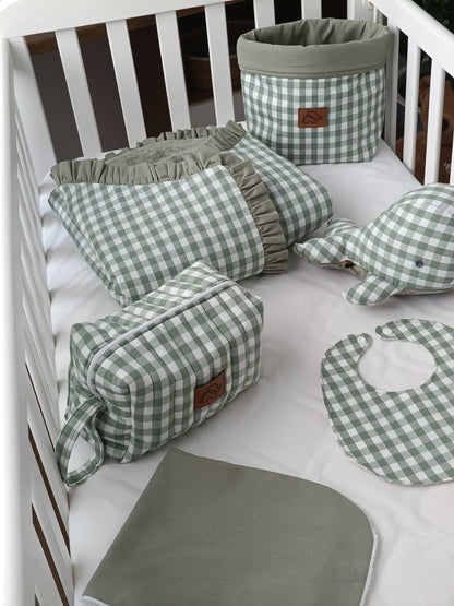 Contenedor/cesta vichy verde