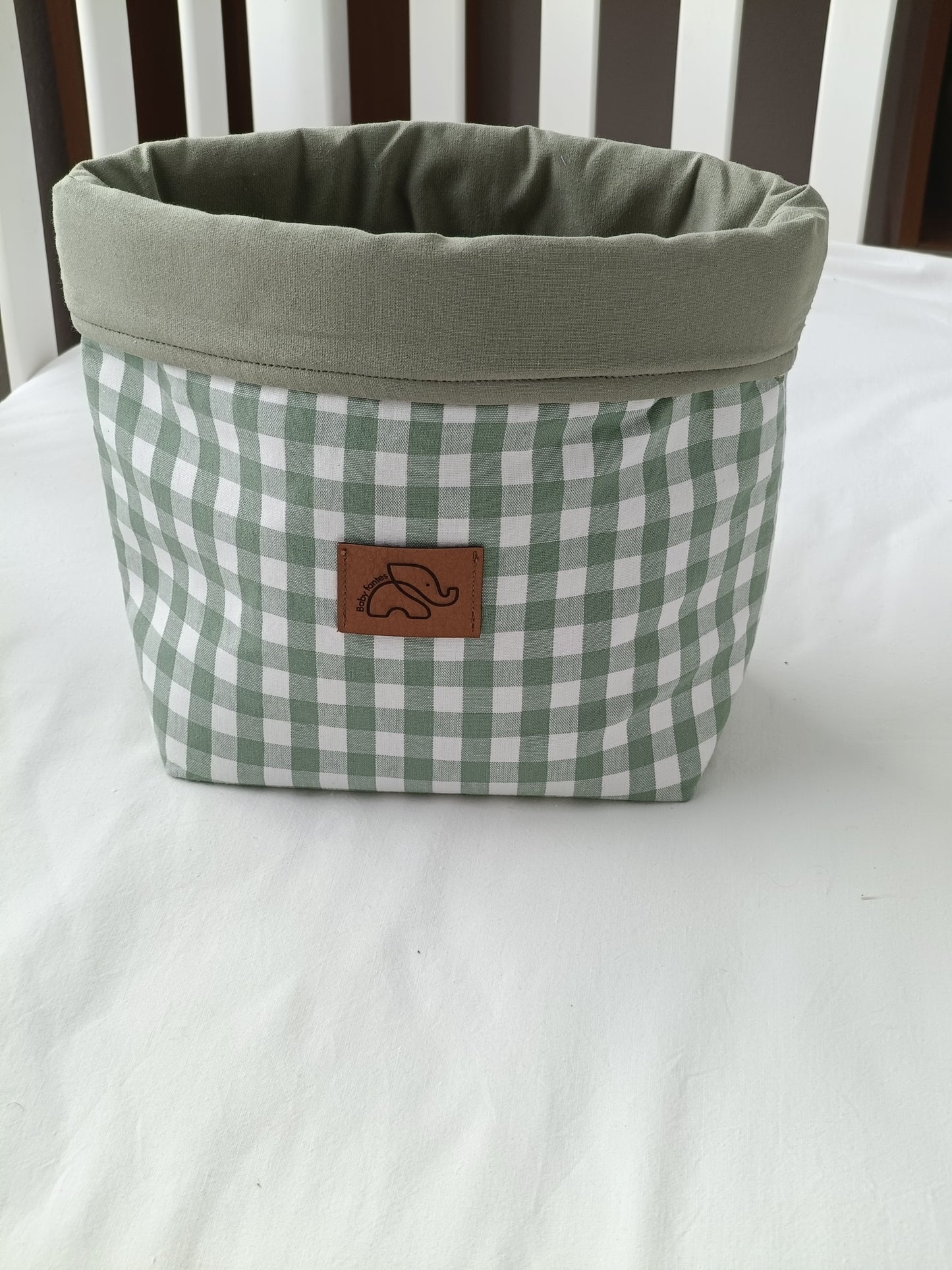 Contenedor/cesta vichy verde