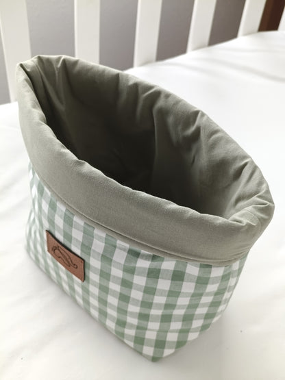 Contenedor/cesta vichy verde