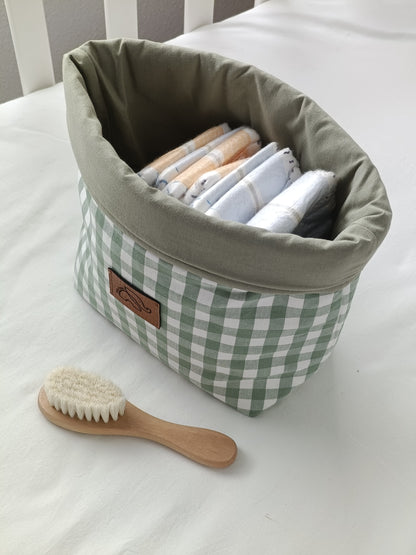 Contenedor/cesta vichy verde